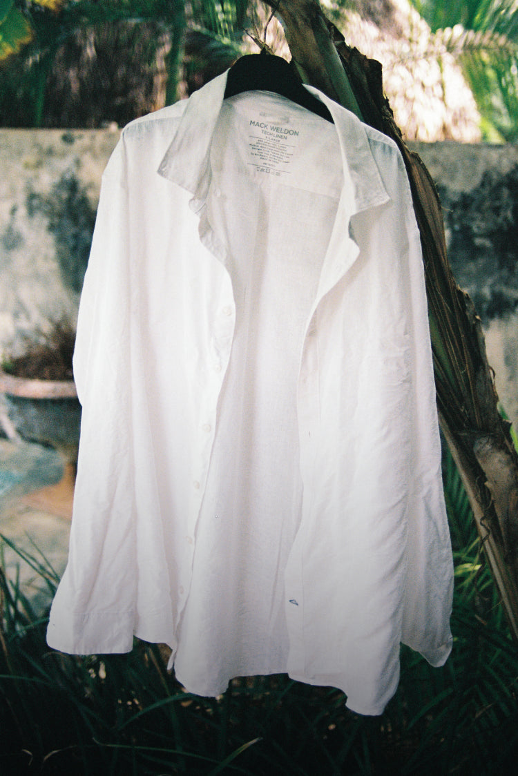Tech Linen Button up in Bright White