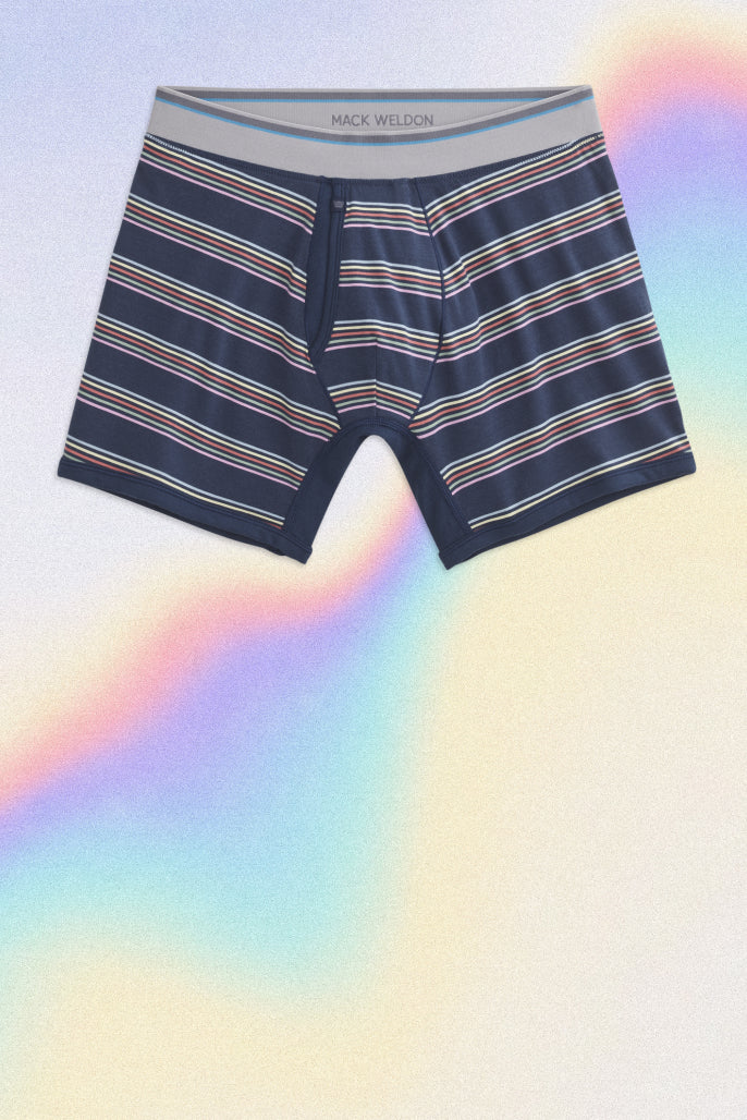 18-Hour Jersey Boxer Brief in Joy Stripe - Navy Multi