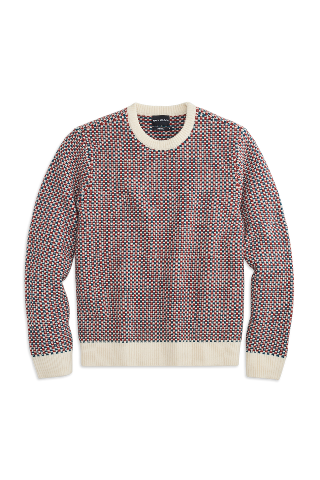 Lambswool Seed-Stitch Crew Neck Sweater