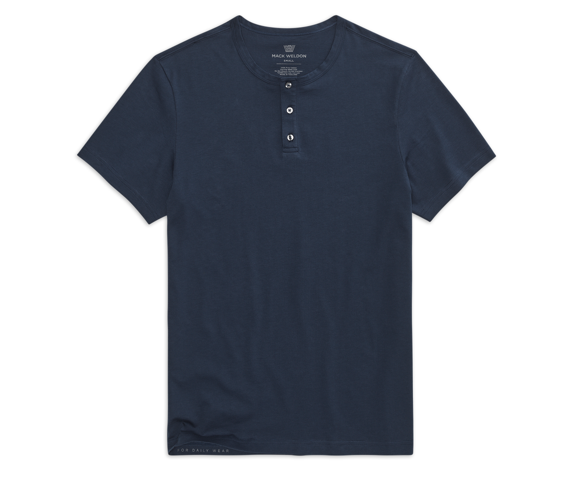 Pima Short Sleeve Henley True Navy