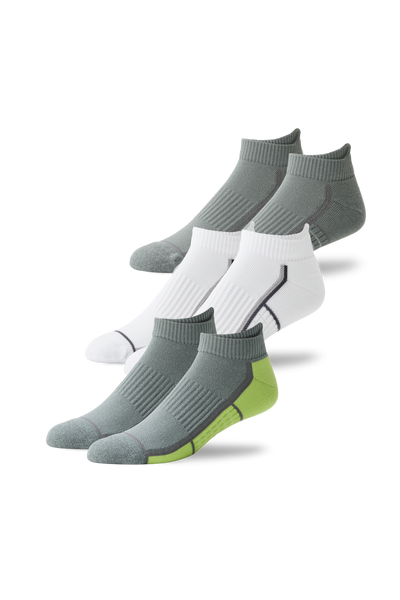 Front view of 3 Pack Airknitx Ankle Sock in A Hint of Neon