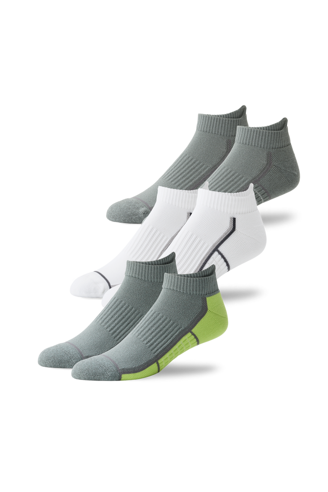 Front view of 3 Pack Airknitx Ankle Sock in A Hint of Neon