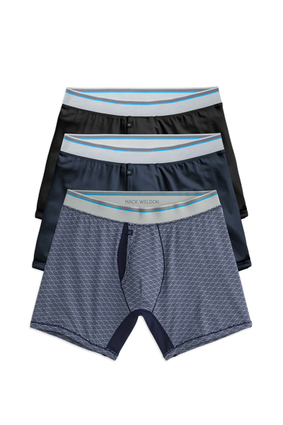 Front view of 3 pack 18 hour Jersey Boxer Brief in Across the Universe