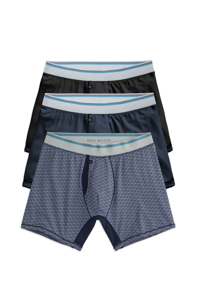 Front view of 3 pack 18 hour Jersey Boxer Brief in Across the Universe