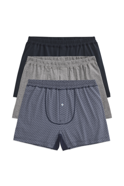 Front view of 3-Pack 18-Hour Jersey Knit Boxers in Running in Circles