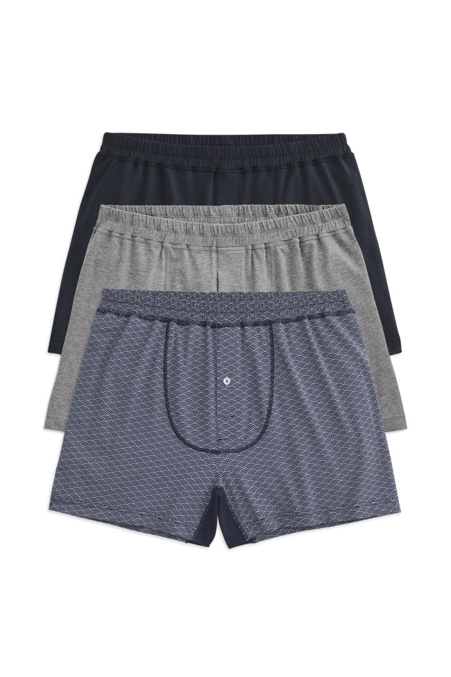 Front view of 3-Pack 18-Hour Jersey Knit Boxers in Running in Circles