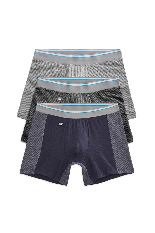 Front view of 3 pack Airknitx Boxer Brief in Hybrid & Heather