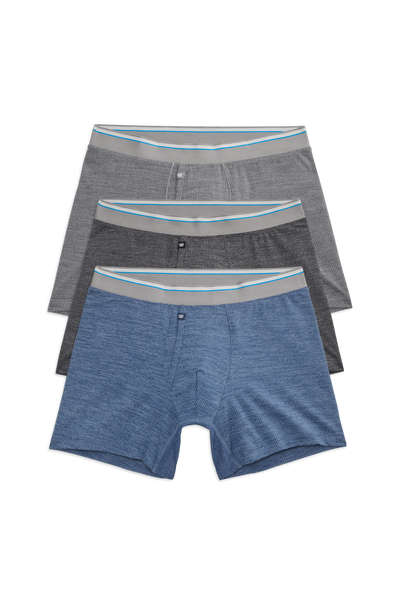 Front view of 3-Pack AIRKNITx Boxer Brief - With Fly in Cool Heathers