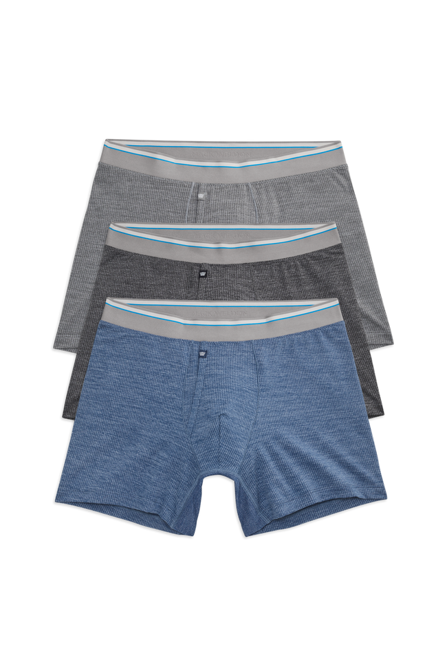 Front view of 3-Pack AIRKNITx Boxer Brief - With Fly in Cool Heathers