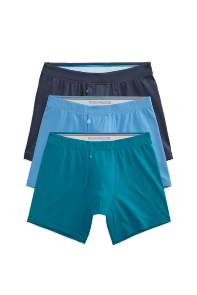 Front view of 3-Pack SILVER Boxer Briefs
in Blue Crush