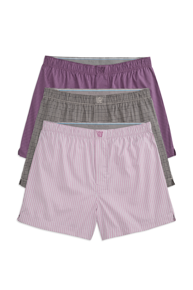 Front view of 3 packs 24/7 Woven Boxer in Total Eclipse of the Heart