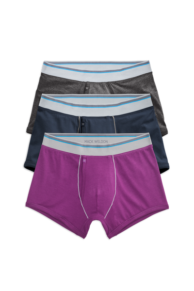 Front view of 3 pack 18 hour jersey trunk in Night Garden