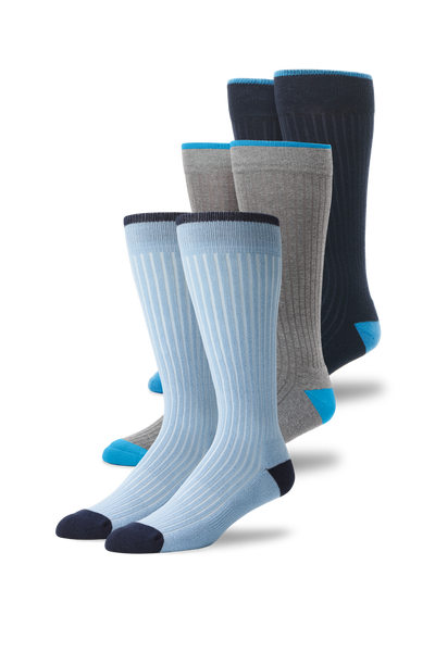 Front view of 3 pack Everyday Extended Crew sock in Dusk Till Dawn