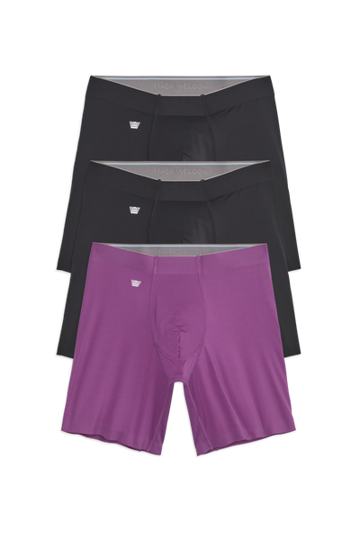Front view of 3 Pack Stealth Pro Boxer Brief in Orchid and Black