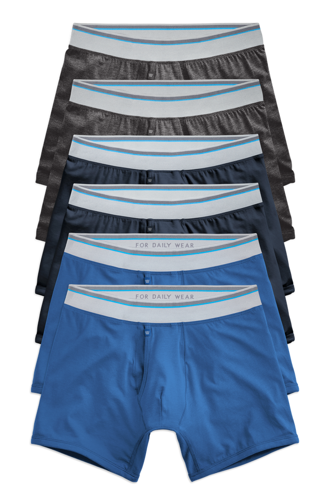 Front view of 6-pack 18-Hour Jersey Boxer Brief in Racing Day