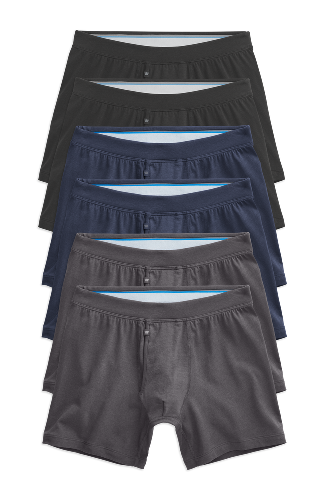 Front view of 6 pack Silver Boxer Brief in Classic Combo