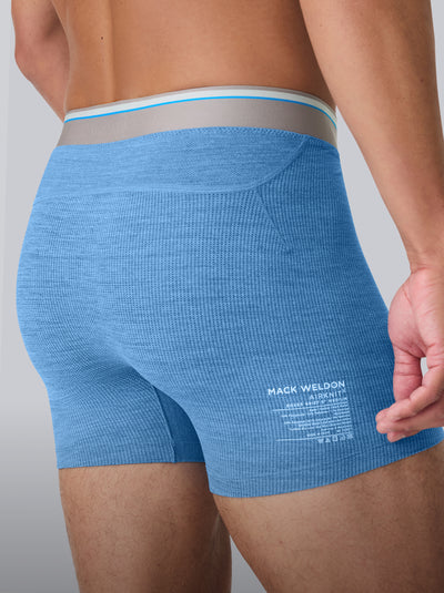 Man wearing AIRKNITˣ Boxer Brief in Racing Blue Heather
