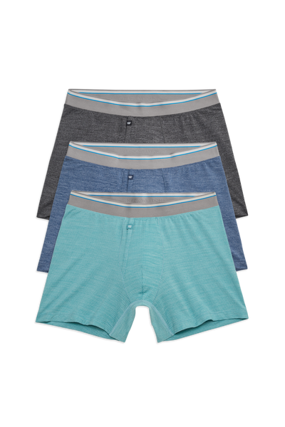 Front view of 3 pack Airknitx Boxer Brief w/ fly in Up in the Air 