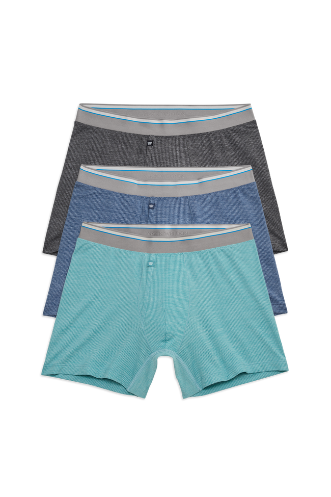Front view of 3 pack Airknitx Boxer Brief w/ fly in Up in the Air 