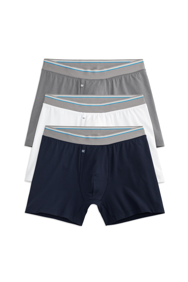 Front view of 3 pack Airknitx Cotton Boxer Brief w/ Fly All-Time Classics