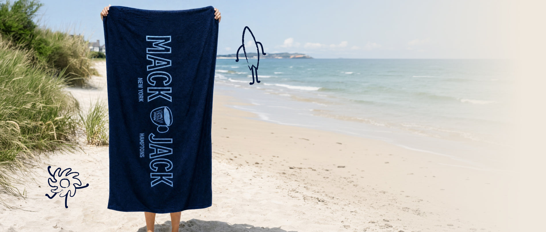 Man holding a Mack Weldon x Jack’s Coffee Beach Towel