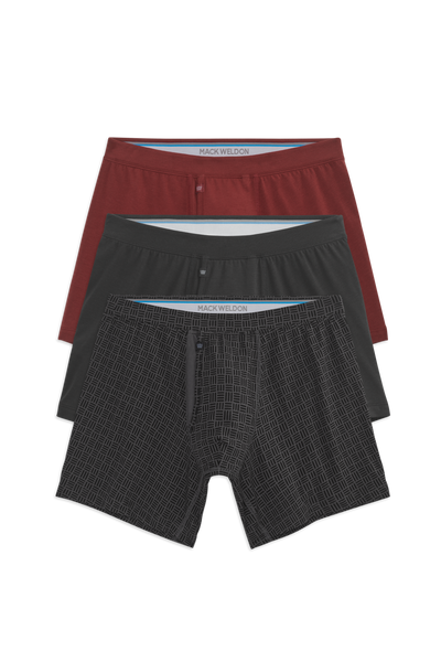 Front View of 3-Pack SILVER Boxer Briefs in The Night Before