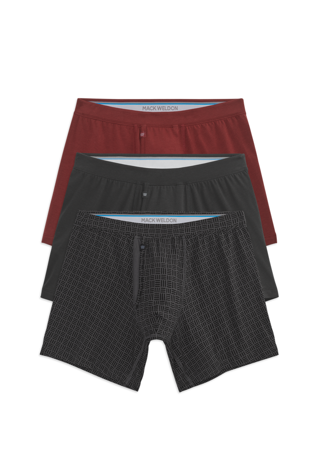 Front View of 3-Pack SILVER Boxer Briefs in The Night Before