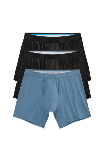 Front view of 3-Pack SILVER HD Boxer Briefs in Winter Drive