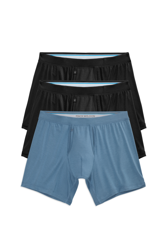 Front view of 3-Pack SILVER HD Boxer Briefs in Winter Drive