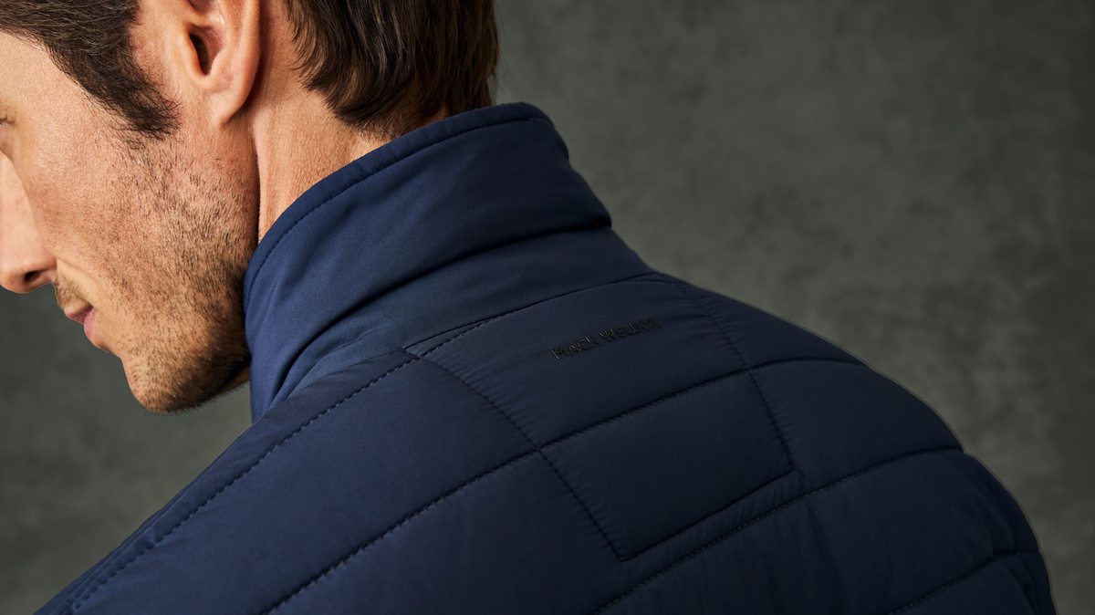 Man wearing WARMKNIT Puffer Blazer