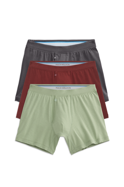 Front view of 3-Pack SILVER Boxer Briefs
in Dinner Party