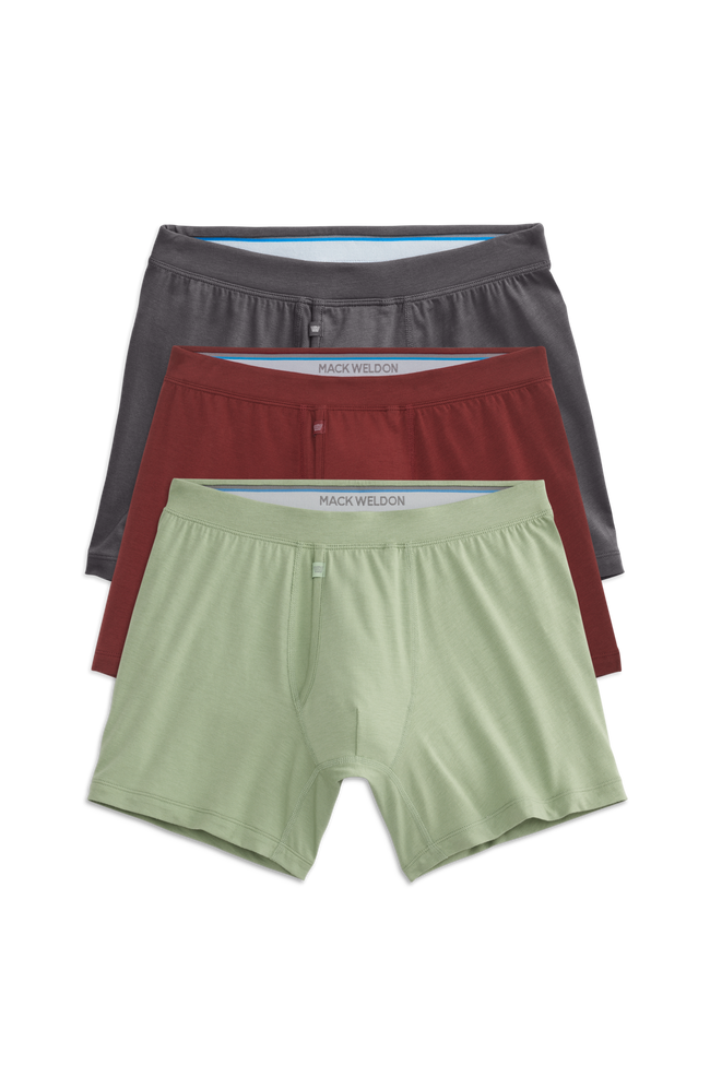Front view of 3-Pack SILVER Boxer Briefs
in Dinner Party