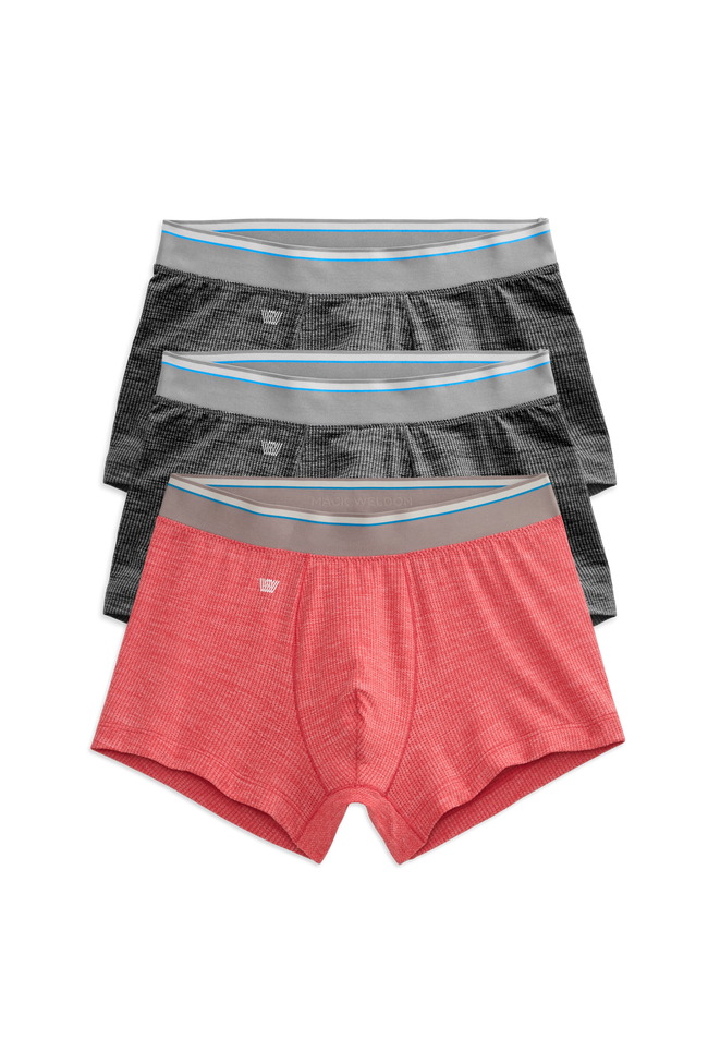 Front view of 3-Pack AIRKNITˣ Trunks
in Jelly Roll & Charcoal Heather