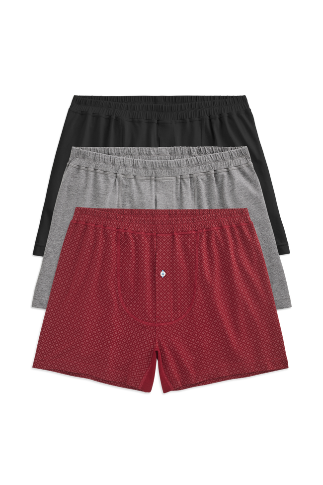 Front view of 18 hour Jersey Knit Boxer in Jingle All the Way