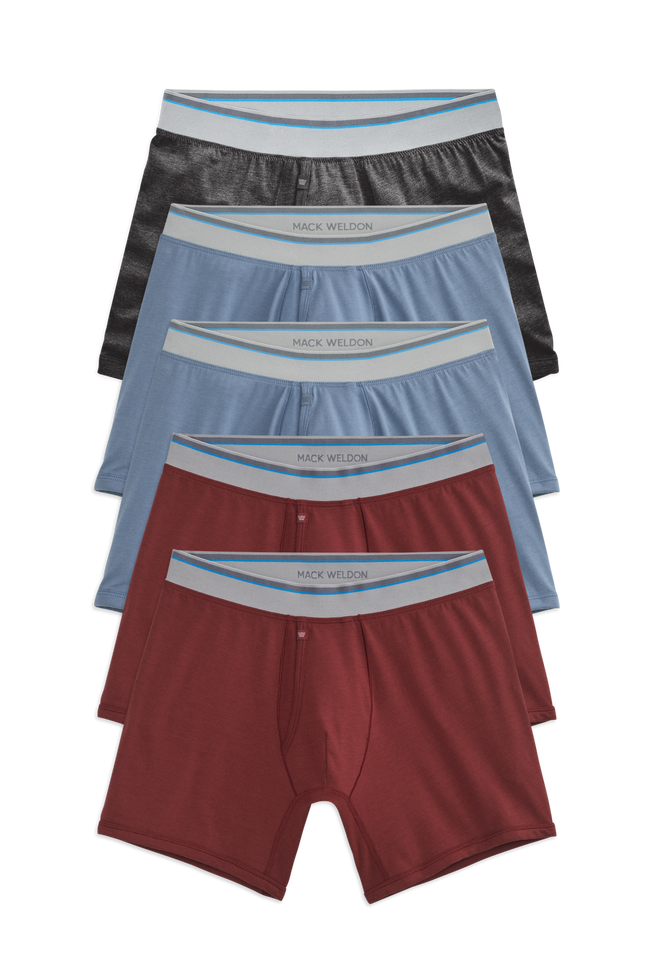 Front view of 5-Pack 18 Hour Jersey Boxer Brief in Party of Five.
