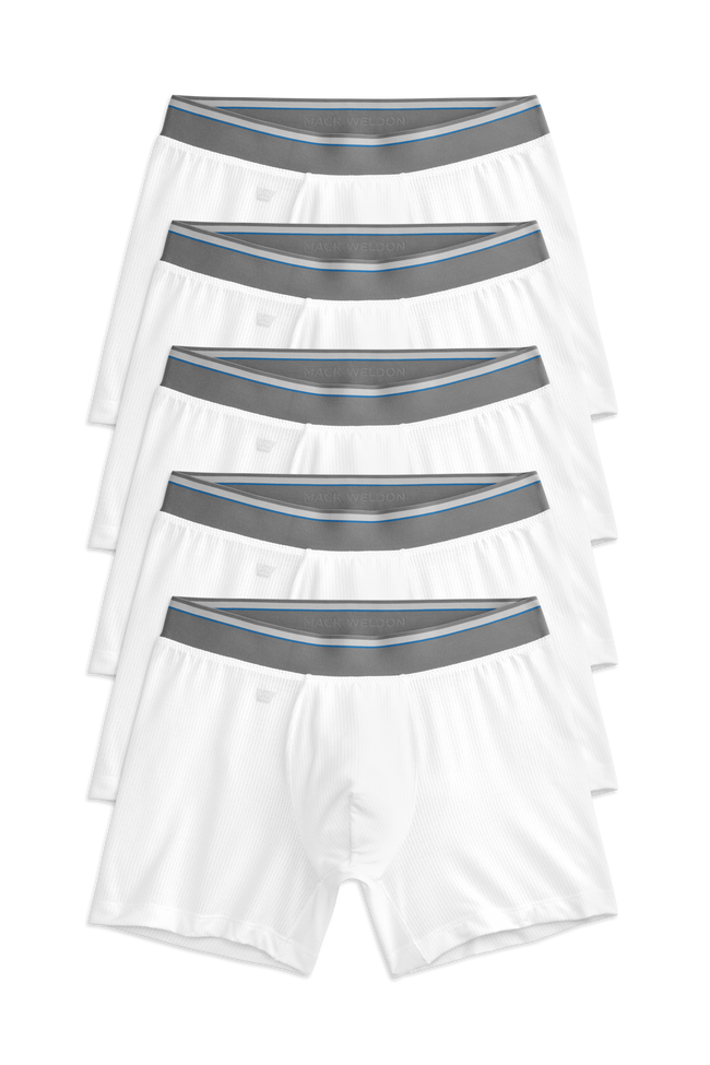 Front view of a 5-Pack AIRKNITx Boxer Brief in Bright White
