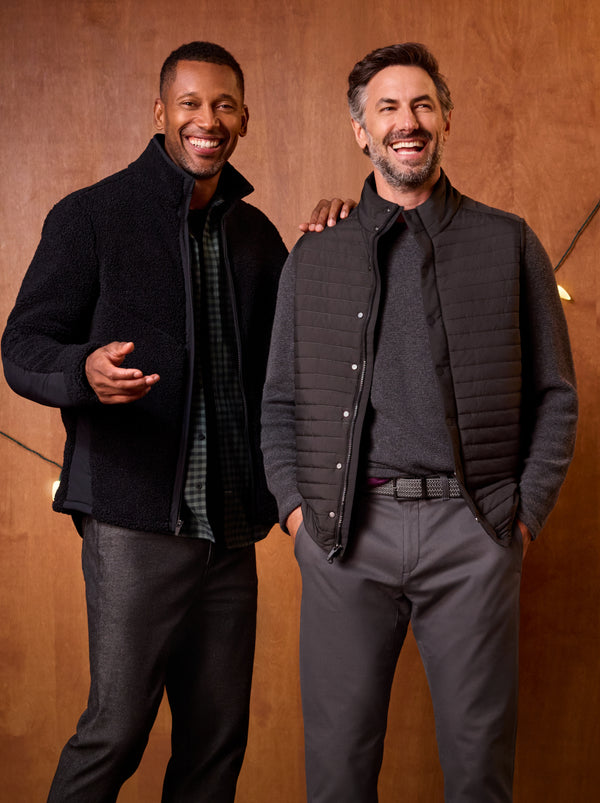 Two men wearing Mack Weldon Tops from Warmknit Collection