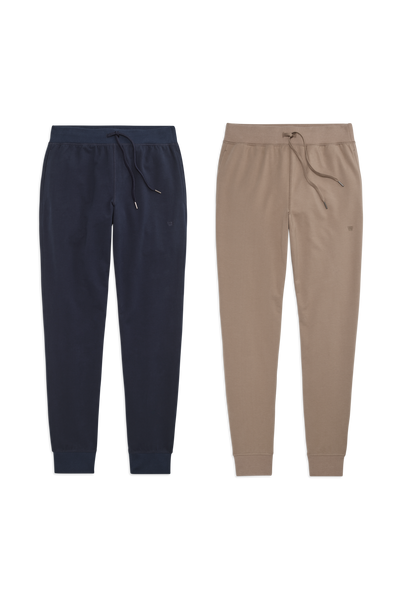 Front view of 2 pack Ace relaxed sweatpant in Total Eclipse / Desert Taupe