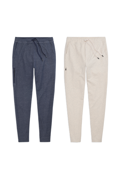 Front view of 2 pack Ace Sweatpant in True Navy - Bird's Eye / Froth Heather