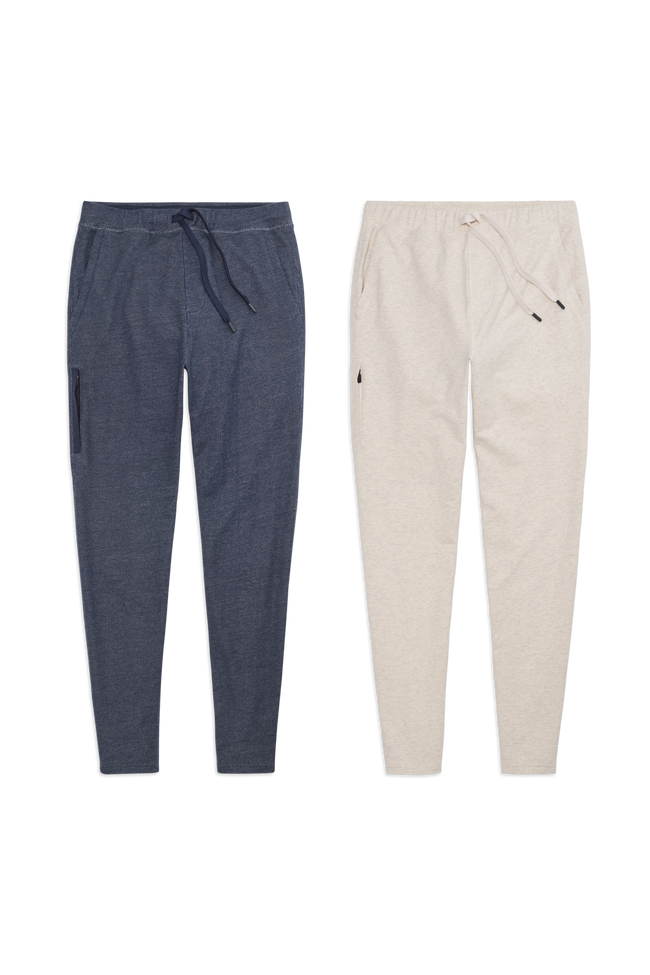 Front view of 2 pack Ace Sweatpant in True Navy - Bird's Eye / Froth Heather