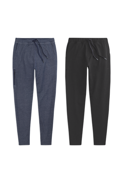 Front view of 2 pack Ace Sweatpant in True Navy - Bird's Eye / True Black