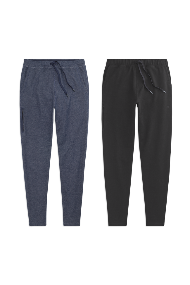 Front view of 2 pack Ace Sweatpant in True Navy - Bird's Eye / True Black