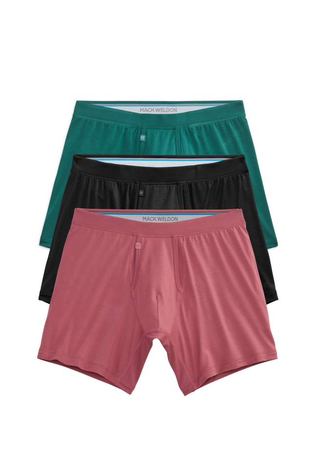 Front view of 3 packs Silver HD Boxer Brief in Forest Floor
