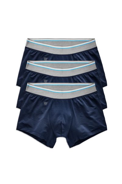 Front view of 3-Pack AIRKNITˣ Trunks in True Navy