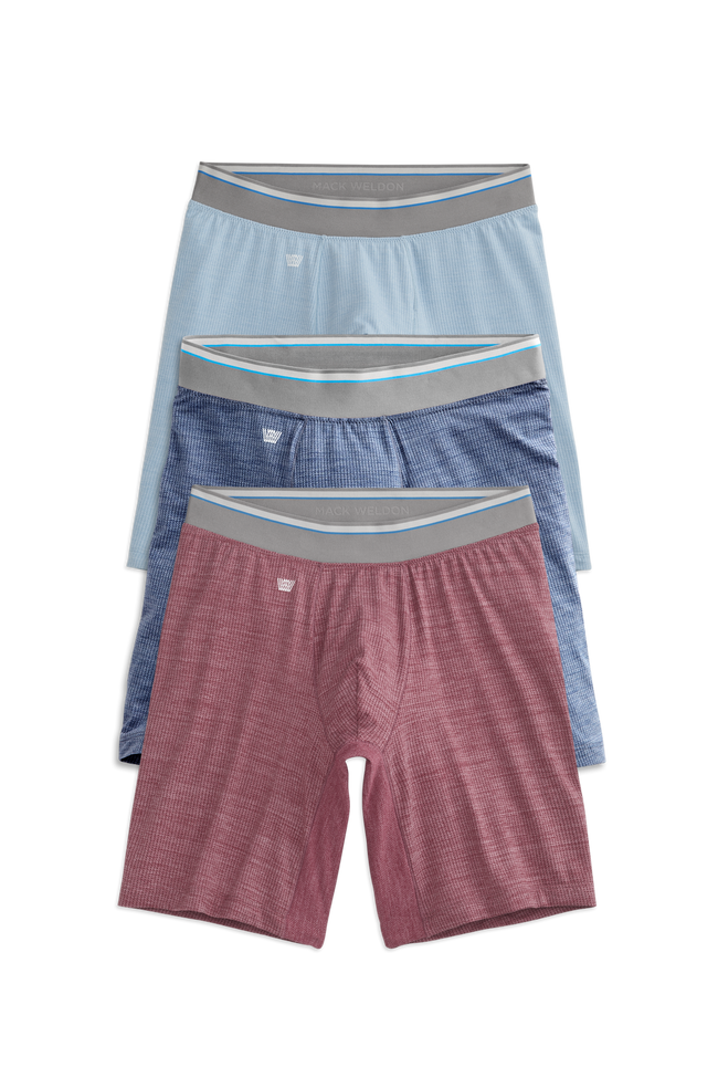 Front view of 3 Pack AIRKNITx 8in Boxer Brief in Fall Heathers