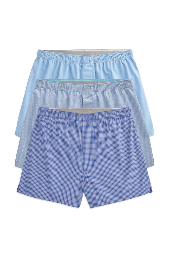 Front view of 3 pack 24/7 Woven Boxer in Park Avenue