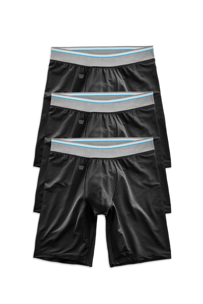 Front view of 3 Pack AIRKNITx 8in Boxer Brief in True Black