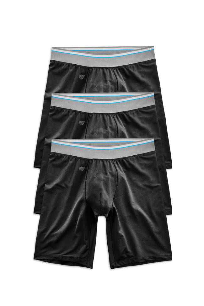 Front view of 3 Pack AIRKNITx 8in Boxer Brief in True Black