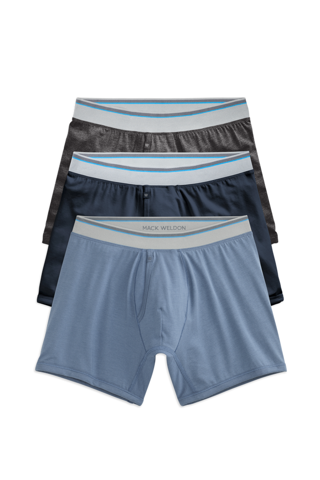 Front view of 3-Pack 18-Hour Jersey Boxer Briefs in Frozen Lake