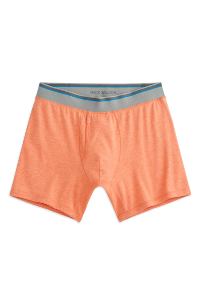 Front view of 18-hour Jersey Boxer Brief in Shell Coral Heather